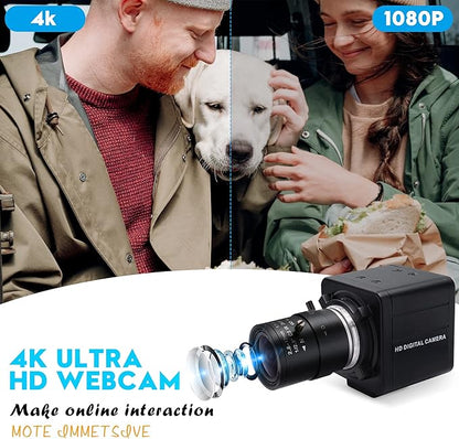 4K Webcam with 2.8-12mm Varifocal Lens, Plug&Play Sony IMX317 Sensor USB Camera Video Surveillance Streaming Computer Webcam 3840x2160@30fps USB Camera for Windows Linux Android Mac