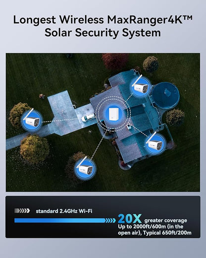 Swann MaxRanger4K Wireless Solar Security Add-On Camera, 4K UHD, 2000ft Long Range Wi-Fi HaLow, Color Night Vision,True Detect Alerts,2-Way Audio,Weatherproof,No Monthly Fee-SWNVW-MAXV2CAM