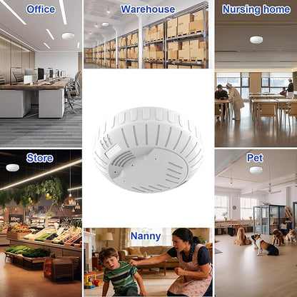 WiFi Fake Smoke Detector Camera PTZ Left/Right Rotation 350 Degrees 2K Security Cam Motion Detection Hidden HD Night Vision Spy, Indoor Camera for Home/Office, 2.4G/5G WiFi