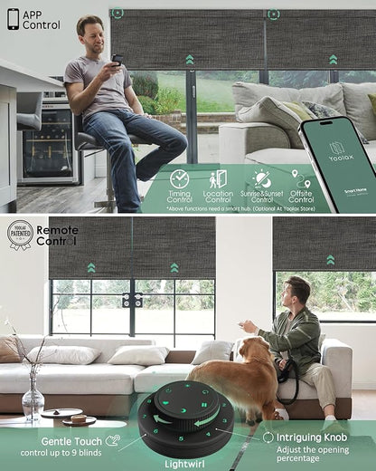 Yoolax Motorized Blinds with Remote, Designer Smart Blinds Work with Alexa, Google, Apple Homekit, 100% Blackout Motorized Shades Custom Electric Shades Voice Control (V-Canyon Black Brown)