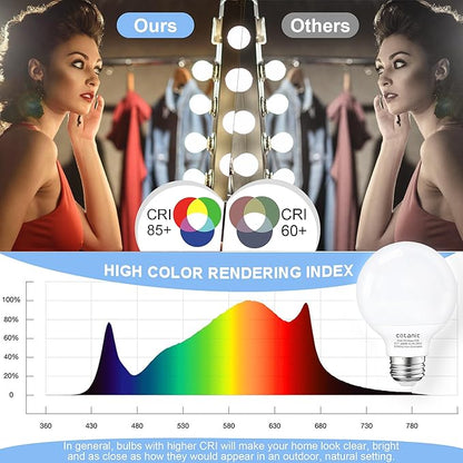 Cotanic Vanity Light Bulb 5000K Daylight,G25 LED Globe Light Bulbs for Bathroom Vanity Mirror, E26 Medium Base,5W 60W Incandescent Equivalent,500LM,Non-dimmable,4 Pack
