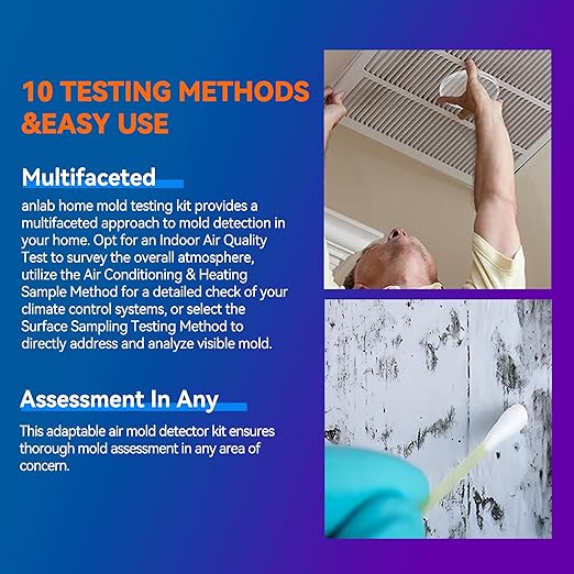 Mold Test Kit for Home - 10 Simple Detection Tests,Test HVAC System,Home Surfaces,& Indoor Air Quality Testing Kits,DIY Mold Detector at Home,Includes Detailed Mold Identification Guide,air Tester