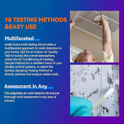 Mold Test Kit for Home - 10 Simple Detection Tests,Test HVAC System,Home Surfaces,& Indoor Air Quality Testing Kits,DIY Mold Detector at Home,Includes Detailed Mold Identification Guide,air Tester