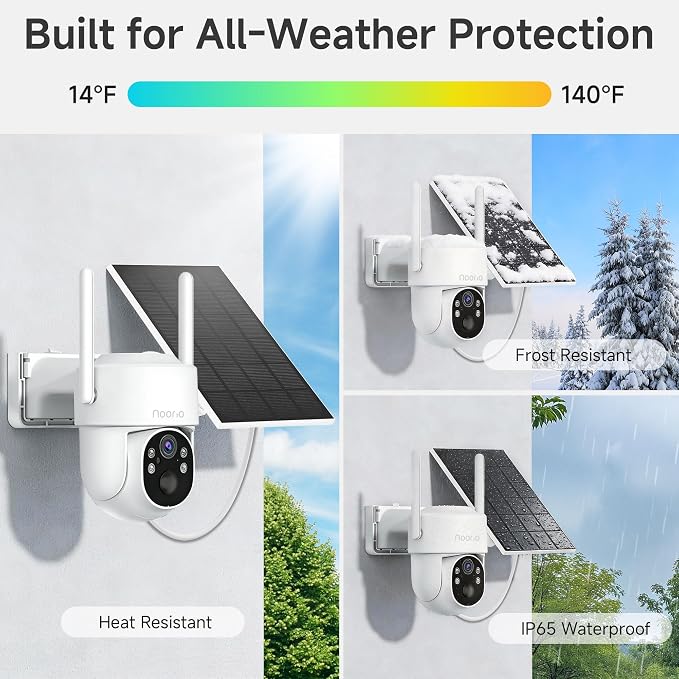 Noorio Solar Security Camera Outdoor, Dual WiFi, 1080P Wireless Camera