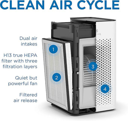 Medify MA-25 Air Purifier with True HEPA H13 Filter | 825 ft² Coverage in 1hr for Allergens, Smoke, Wildfires, Odors, Pollen, Pet Dander | Quiet 99.9% Removal to 0.1 Microns | Silver, 1-Pack
