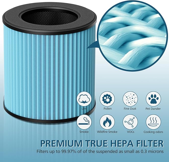 B-D02L/M05 Replacement Filter, Compatible with MOOKA B-D02L & M05 Air Purifier, for VEWIOR B-D02U, for KOIOS B-D02L, 2 Pack Smoke Filter,Blue