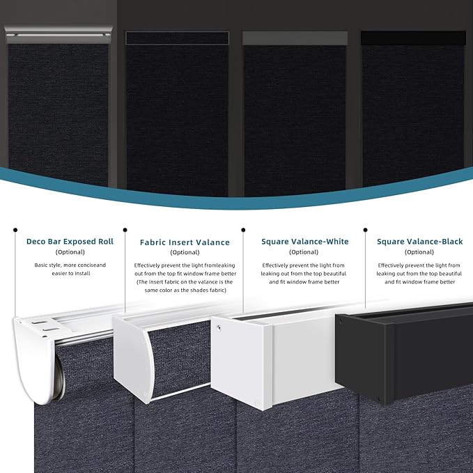 Electric Blinds Compatible with Alexa,Google Home,Motorized Roller Shades with Valance,100% Blackout Automatic Shades for Home&Office,Dark Raven Black
