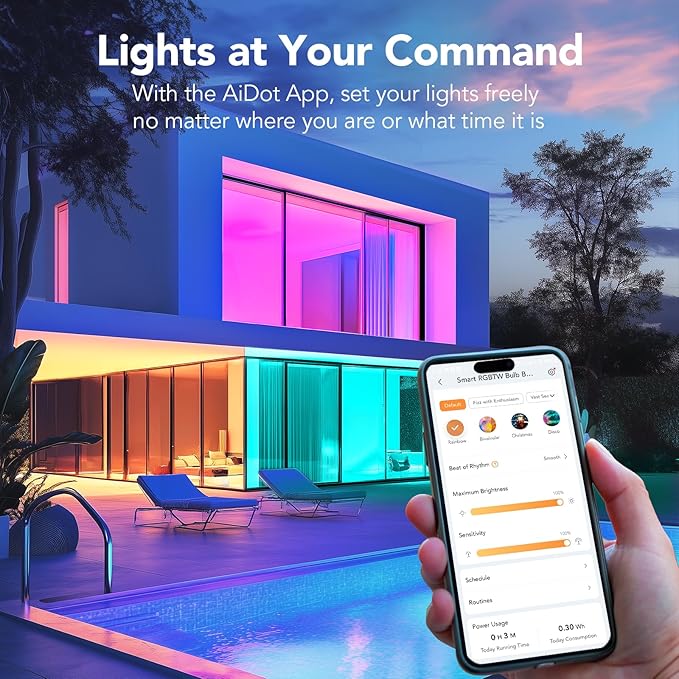 OREiN Matter Smart Light Bulb, 1600/1200 Lumens 100W/85W Equivalent Smart Light Bulbs, Color Changing Light Bulbs Work with Apple Home, Alexa, Google Home, SmartThings