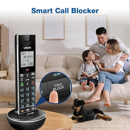 VTech LS6331-2 Expandable Cordless Phone 2 Handsets with DECT 6.0 Desk/Wall Mountable Transmitter, Bluetooth Connect-to-Cell, Full Duplex Handset Speakerphone, Landline Phone with Smart Call Blocker