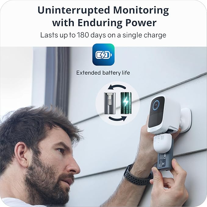 Add- on Wireless Security Camera(Works with Hub Only), 4K UHD Video, Color Night Vision, 2-Way Audio, AI Motion Detection, 180-Day Long Battery Life, IP65 Weather-Resistant