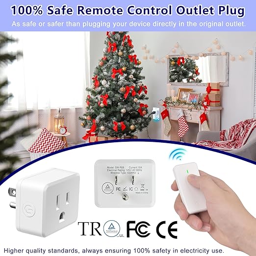 Remote Switch Outlet, GreenCyle 2 Outlet Plug with Remote, Wireless On/Off Light Switch Wall Mounted, 15A/1500W, TUV Listed, No Wiring Needed, 500ft RF Range, for Lamps, Fans, Household Appliances