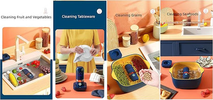 Fruit and Vegetable Washing Machine, Aqua Pure Fruit Cleaner Device, Fruit Purifier with OH-ion Purification Technology 250min Working Time Wireless Charging for Cleaning Fruit,Vegetable,Meat (Yellow)