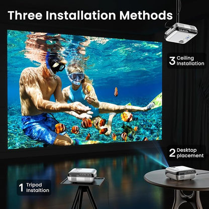 HAPPRUN Native 1080P Outdoor Smart Projector-Standard | Native 1080P • Mini & Portable • Easy Setup • Built-in Speaker • Indoor & Outdoor • Phone, Laptop & PS5 Compatible