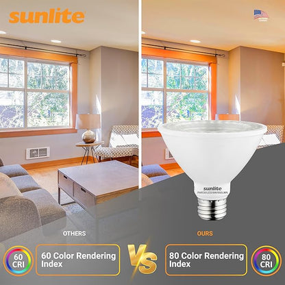 Sunlite LED PAR30 Short Neck Flood Light Bulb, 9 Watt, (75W Equivalent), 850 Lumens, Medium Screw (E26) Base, Dimmable, ETL Listed, 5000K Daylight, 6 Count