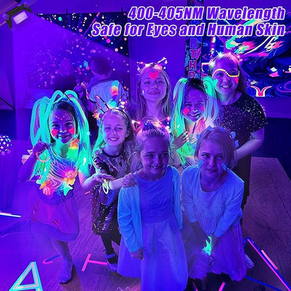 T-SUN Rechargeable Black Lights, Battery Powered Blacklights for Glow Party Fishing Cordless Black Light Ultraviolet Flood Light Outdoor Waterproof, Body Painting, Fluorescent Poster 1Pack