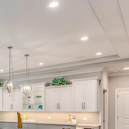 Maxxima 12 Pack 6” 5 CCT Ultra-Thin Recessed LED Downlight, 1050 Lumens, Color Selectable 2700K-5000K (2700K/3000K/3500K/4000K/5000K), Dimmable, Canless, Slim, IC Rated, Junction Box Included