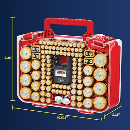Ontel Battery Daddy Smart - Battery Organizer Storage Case with Tester, Stores & Protects Up to 150 Batteries, Clear Locking Lid, As Seen On TV, Smart - 150 Batteries (BADAS-MC4)