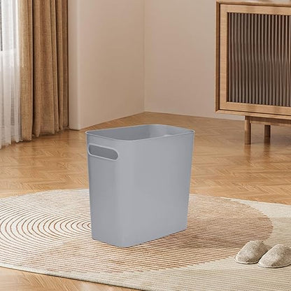 Versatile 1.8 Gallon Plastic Trash Can - The Compact Bin for Bathroom, Kitchen, or Home Office - Grey
