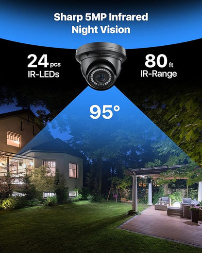 ZOSI H.265+ 4K 16CH PoE Security Camera System, 12 X Wired 5MP (3K) Dome PoE IP Cameras Outdoor Indoor, 16CH NVR with 4TB HDD for 24/7 Recording, 80ft Night Vision, Motion Detection, Remote Access