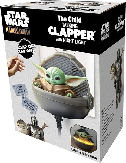 Clapper Star Wars - The Mandalorian - The Child aka Baby Yoda Talking Night Light by Joseph Enterprises, Wireless Sound Activated On/Off Light Switch, Clap Detection