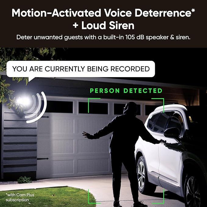 WYZE Floodlight Camera v2, Security Camera Outdoor, 2K HD with Color Night Vision, 2800-Lumen LEDs, 160° Wide View, 105dB Siren, Works with Alexa & Google Assistant, Wired-Black