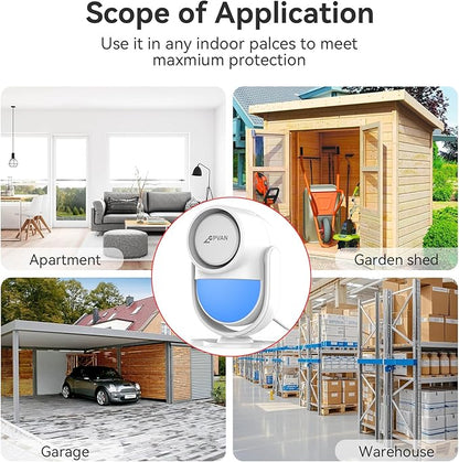 CPVAN WiFi Motion Sensor Alarm, 125dB Wireless DIY Smart PIR Motion Detector with Door/Window Sensor for Home Security System - On Spot Alarm & APP Alert, White