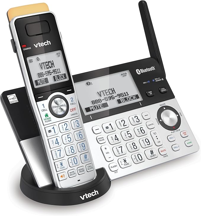 VTech IS8151 Super Long Range DECT 6.0 Cordless Phone for Home with Answering Machine, 2300 ft Range, Call Blocking, Bluetooth, Headset Jack, Power Backup, Intercom, Expandable to 12 HS