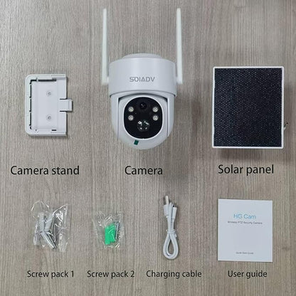 SOIADV Solar Security Cameras Wireless Outdoor - 2K Pan Tilt 360° View WiFi 6 Home Security Camera with AI Motion Detection, Color Night Vision, 2-Way Audio, IP65 Waterproof, Support SD/Cloud