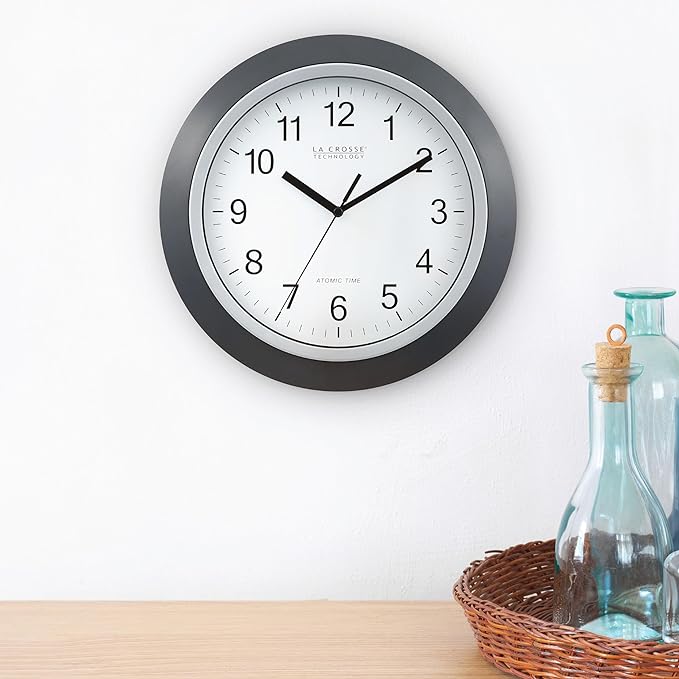 La Crosse Technology WT-3129B 12 Inch Atomic Analog Wall Clock, Black (Pack of 5)
