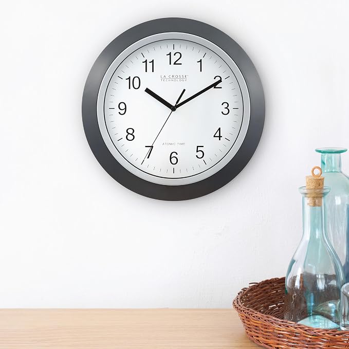 La Crosse Technology WT-3129B 12 Inch Atomic Analog Wall Clock, Pack of 1, Black