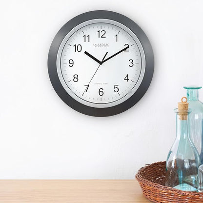 La Crosse Technology WT-3129B 12 Inch Atomic Analog Wall Clock, Pack of 1, Black