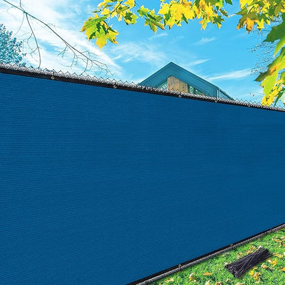 iCover 5x50ft Privacy Screen Fence, Outdoor Fencing Panels, Garden Windscreen Mesh Shade Sail Net Barrier, Include Reinforced Bindings and Brass Grommets Cable Zip Ties, Blue