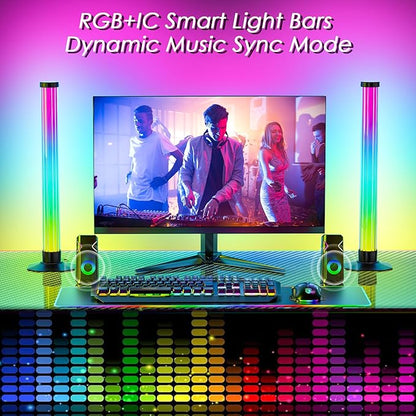 360° Smart Light Bar, Crystal Ambient Mood Light with 16 Million Colors, 213 Preset & 8 Scene Modes, Music Sync, Sound Active, 3 Modes Control RGB & IC Colorful Backlight for TV/Monitor/Gaming/Room