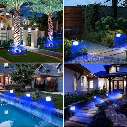 nipify 4 Pack Solar Spot Lights Outdoor, Solar Powered Waterproof Spotlight, Landscape Lighting for Outside Yard Garden Pathway,Blue