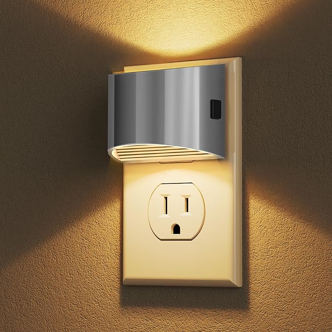 DORESshop Night Light, Night Lights Plug into Wall, Adjustable, 3000K | 3 Level Brightness Adjustable Plug in Night Light, Dusk to Dawn Sensor Nightlights for Adults, Bedroom, Hallway, 2 packs