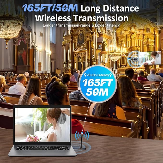Wireless HDMI Transmitter and Receiver,HDMI Wireless Adapter 50M,Smart Thermal Control,Plug and Play,Metal Housing,LED Display,5GHz @60fps for Wirelessly Stream Video from Laptop,TV Box to TV/Monitor