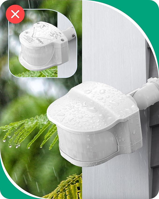 EDISHINE 2 Pack 240° Motion Sensor, Replacement Motion Detector for Outdoor Lights, Adjustable Time & Detection Range Up to 60FT, 3 Modes PIR Motion Sensor for Floodlight, White, UL Listed