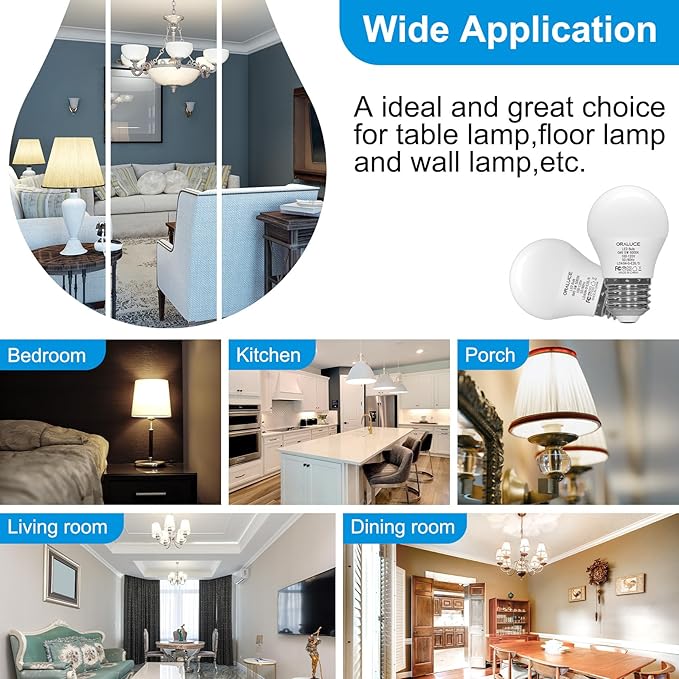 ORALUCE 丨 Bundle - A15 Lightbulbs Daylight White 5000K (Pack of 6) & Smart LED Bulb A19 Wi-Fi and Bluetooth (Pack of 4)