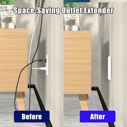 CABOCASA 2 Pack 3FT Flat Plug Extension Cord Power Strip with Multi Outlets, Patented Detachable Ultra-Thin Outlet Concealer & Ultra-Flat Plug, Ideal for Home Improvement, Hide Bulky and Messy Cords