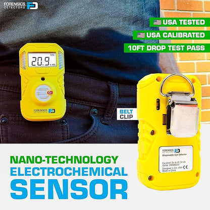 Oxygen Detector | OSHA Alarms | 2-Year Battery Life | 10ft Drop Test Pass | IP67 Waterproof | USA NIST Calibrated