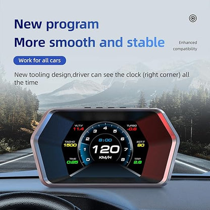MH HUD Heads Up Display for Car, OBD2 + GPS Dual System, OBD2 Gauge Display, Digital Speedometer MPH Water&Oil Temp Meter Tachometer Driving Overspeed Alarm for All Car, OBD2 for 2008+ Vehicle