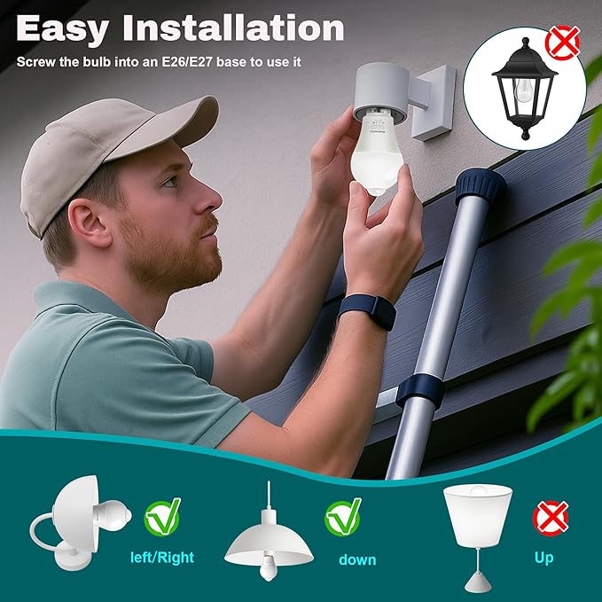8-Pack Motion Sensor Light Bulbs, 12W(100W Equivalent), Movement Security LED Bulb(Energy Efficient) Indoor/Outdoor, Motion Activated Dusk to Dawn Bulb for Porch, Garage, Basement, Hallway, Stairs