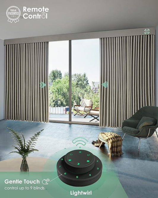 Yoolax Motorized Curtains with Remote, Blackout Curtains with Voice Control, Smart Retractable Shades for Living Room, Bedroom, Compatible with Alexa Google Home, APP Control, Custom Size, Taupe