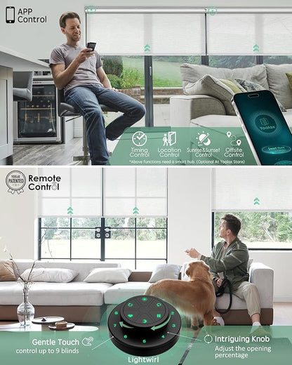 Yoolax Motorized Blinds with Remote, Flame Resistat mart Roller Shades Work with Alexa, Google, Apple Homekit, Custom Automatic Shades with Voice Control for Living Room (3% Openness White)