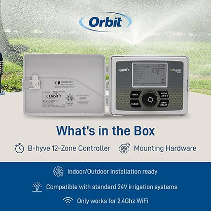 Orbit B-hyve Smart Indoor/Outdoor Sprinkler Controller - 12-Zone - App Controlled Smart Controller with Custom Irrigation Schedules - Weatherproof Multi-Zone Sprinkler System - 57950