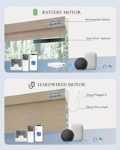 Motorized Blinds Compatible with Alexa Google 100% Blackout Smart Blind Automatic Window Roller Shades Remote Control Custom Size Jacquard Coffee