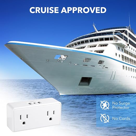 BN-LINK Multi Plug Outlet, Outlet Extender with 2 USB-A 1 USB-C 2 AC Oulets, 3 Prong Outlet Splitter for Dorm, School, Office, Home, Cruises Essentials for Ship and Travel, ETL Listed