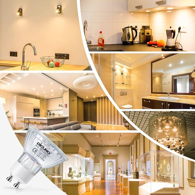 DiCUNO GU10 LED Light Bulbs, 6W 60W Halogen Replacement, Warm White 2700K, 700lm, Full Glass Cover 120 Degree Beam Angle, 120V, MR16 GU10 LED Non-dimmable, Spotlight Track Lighting, 6-Pack