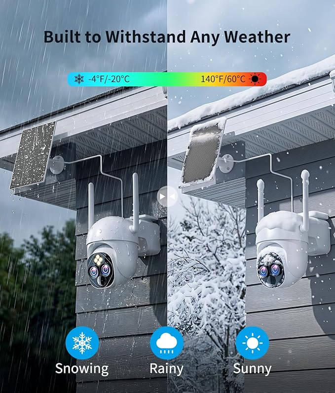 Dual-Lens Solar Security Cameras Wireless Outdoor, 10x Zoom to See Further 360 PTZ WiFi Camera for Home Security with Color Night Vision, AI Body Detection, 2-Way Audio, Spotlight Siren Alarm