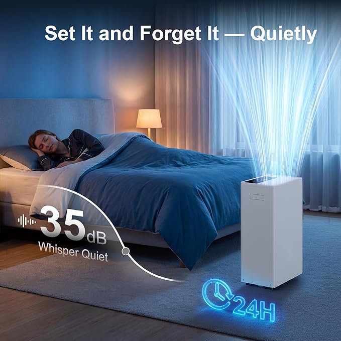 4500 Sq.Ft Dehumidifier for Home 75 Pint, Portable Dehumidifier for Basement with Drain Hose, Auto Defrost, 24H Timer, Child Lock, Wheels & Recessed Handle, Touch Control, Quiet for Bedroom Bathroom